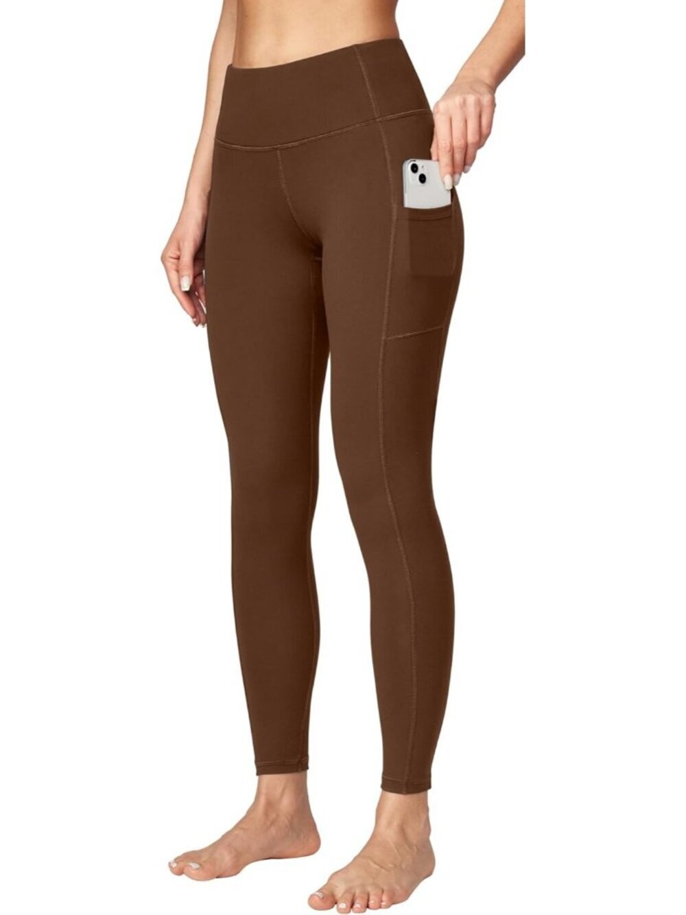 Women's Brown Tummy Control Workout Imported Compression Yoga Leggings